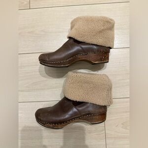 Penelope Chilvers | Brown and Cream Shearling Clogs